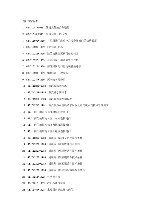 阀门国标和阀门标准