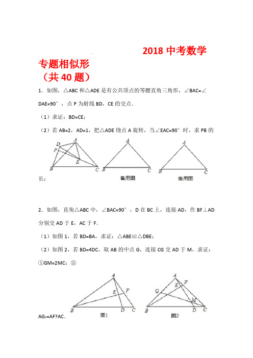 2018中考专题相似三角形