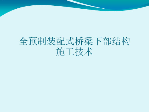 全预制装配式桥梁下部结构施工技术