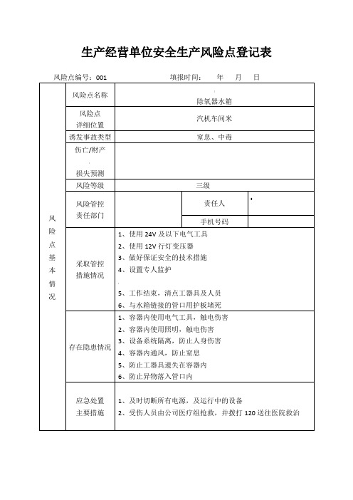 风险点一企一册模板