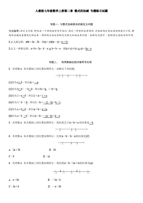 人教版七年级数学上册第二章 整式的加减 专题练习试题(含答案)