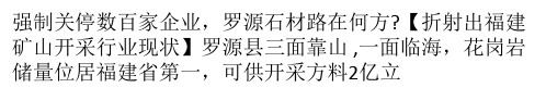 强制关停数百家企业 罗源石材路在何方？