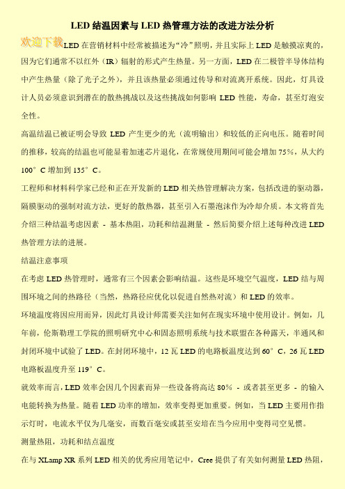 LED结温因素与LED热管理方法的改进方法分析