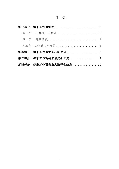 工作面安全管理评估报告(正文内容)