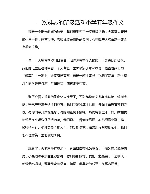 一次难忘的班级活动小学五年级作文