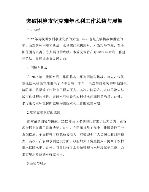 突破困境攻坚克难年水利工作总结与展望