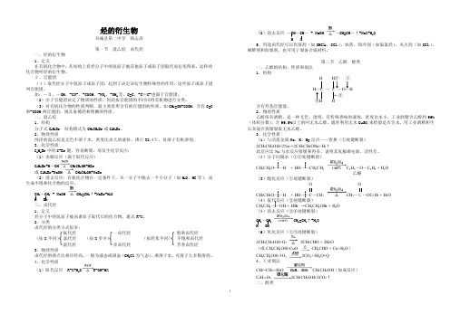 烃的衍生物重要的醇除乙醇外，还有甲醇乙二醇丙三醇（甘油）。3通性（1）因为-OH极性