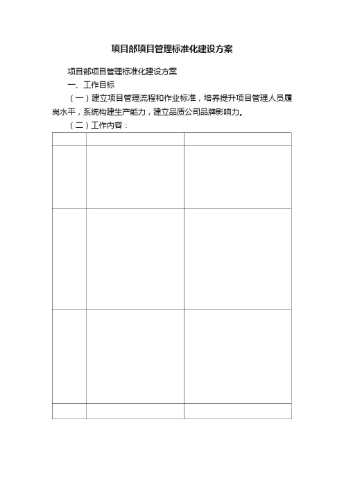 项目部项目管理标准化建设方案