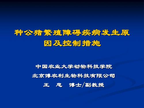 种公猪繁殖障碍疾病发生原因及控制措施