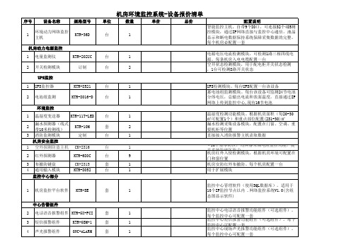 机房环境监控系统-设备报价清单