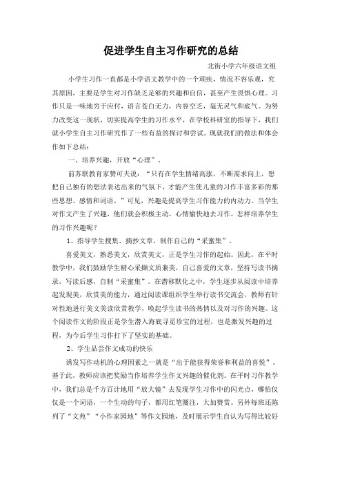 自主习作的研究总结