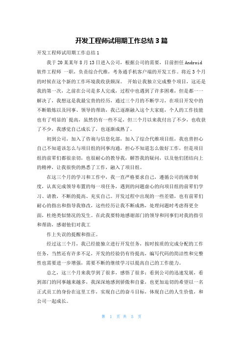 开发工程师试用期工作总结3篇