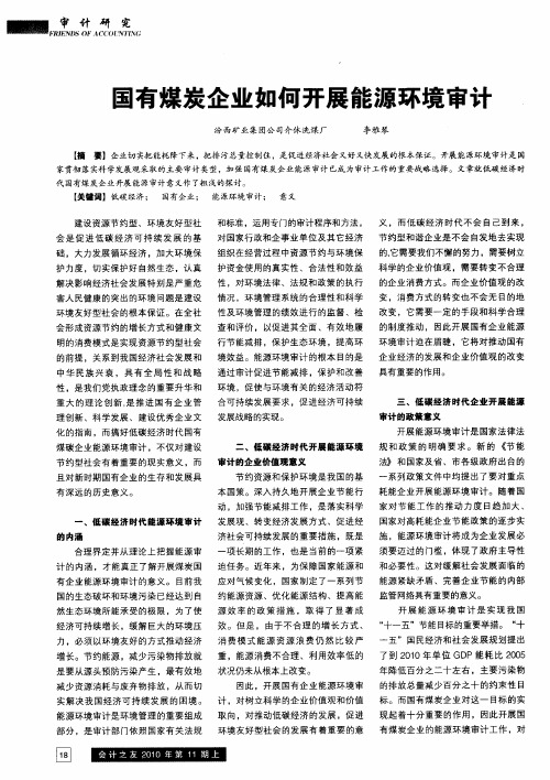 国有煤炭企业如何开展能源环境审计