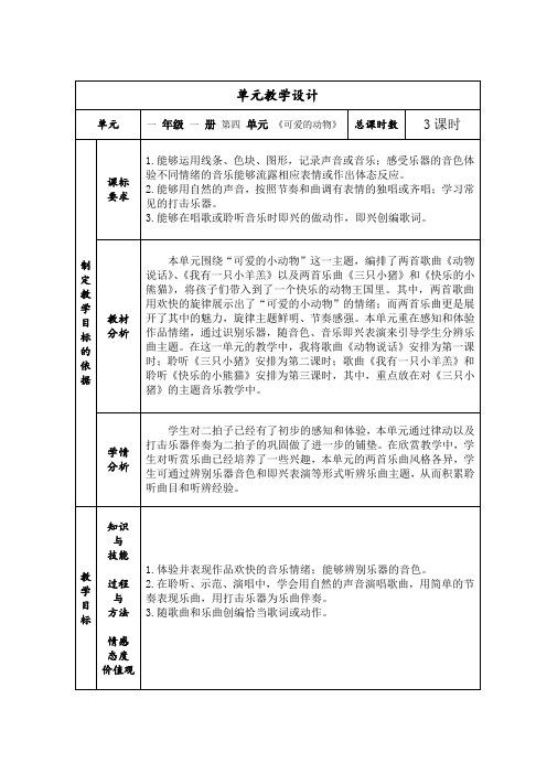 二年级下册音乐教案-7 《三只小猪》  ︳人音版 (五线谱) 