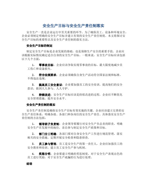 《安全生产目标与安全生产责任制落实》