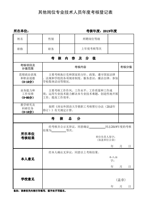 5《其他专业技术岗位人员年度考核登记表》-其他专业技术岗位人员填写