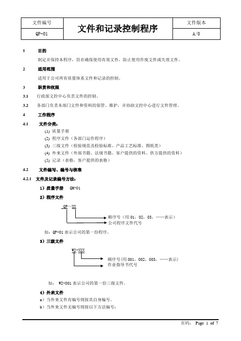 QP-01文件和记录控制程序