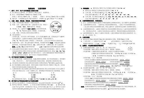 物质结构 元素周期律章总结