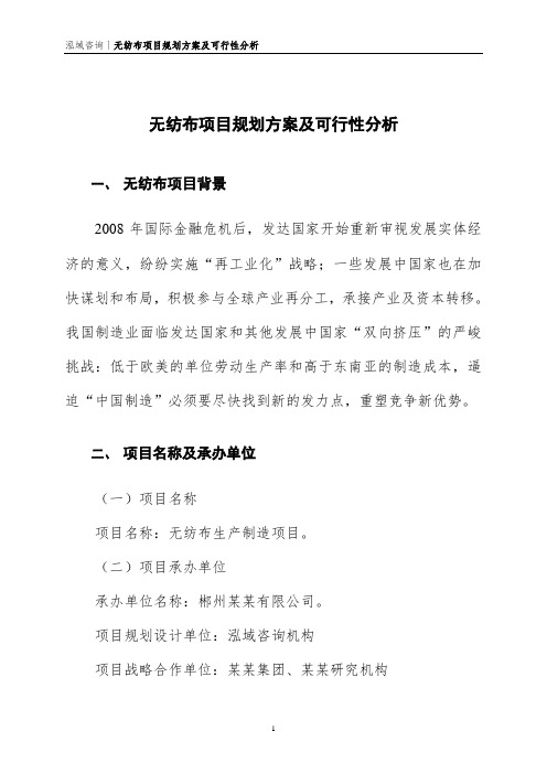 无纺布项目规划方案及可行性分析