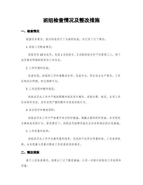 班组检查情况及整改措施