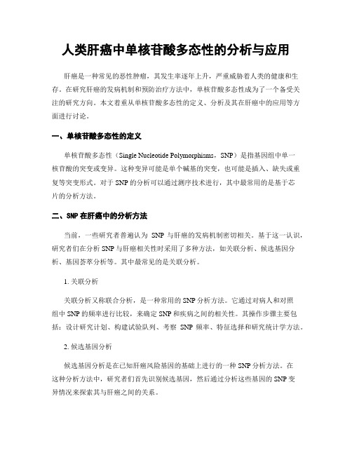 人类肝癌中单核苷酸多态性的分析与应用