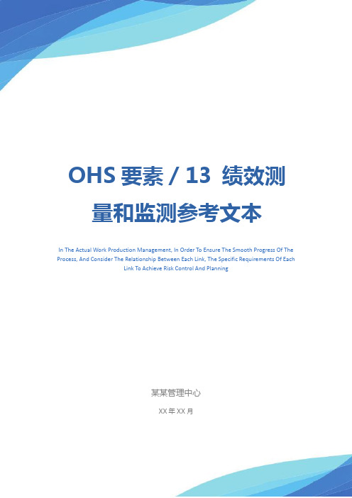 OHS要素／13 绩效测量和监测参考文本