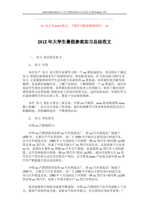 2018-2019-201X年大学生暑假参观实习总结范文-精选word文档 (3页)