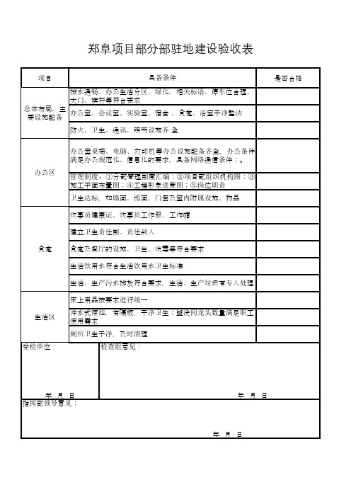 驻地建设验收表