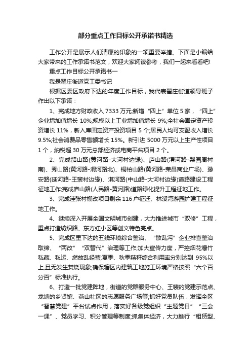 部分重点工作目标公开承诺书精选