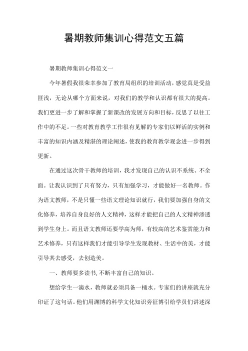 暑期教师集训心得范文五篇