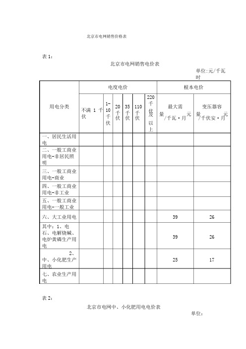 电价收费标准