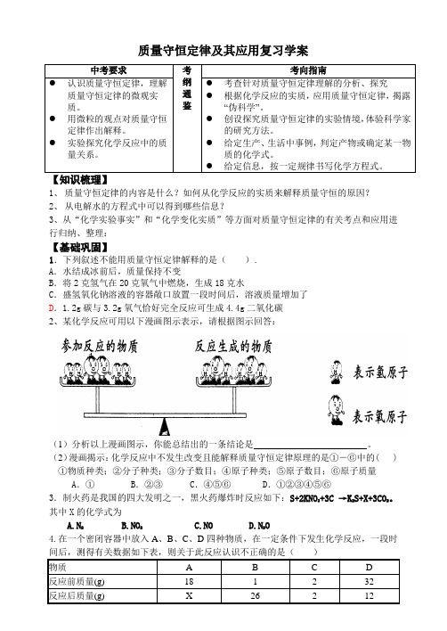 质量守恒定律及其应用复习学案