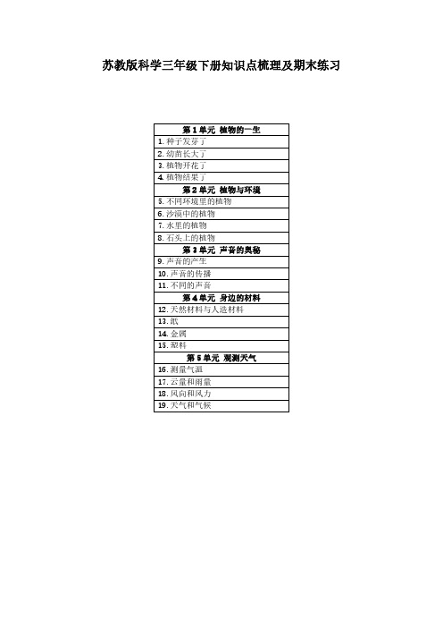 2023苏教版科学三年级下册知识点梳理及期末练习