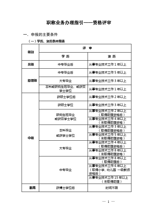 职称业务办理指引—资格评审(DOC)