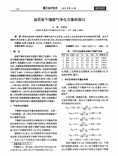 油页岩干馏煤气净化方案的探讨