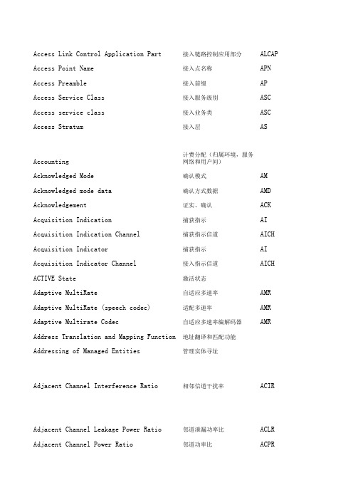 无线英语词汇汇总及简写