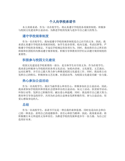 个人向学校承诺书