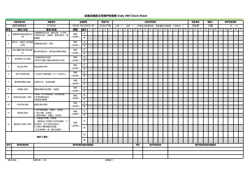 设备设施自主性维护检查表