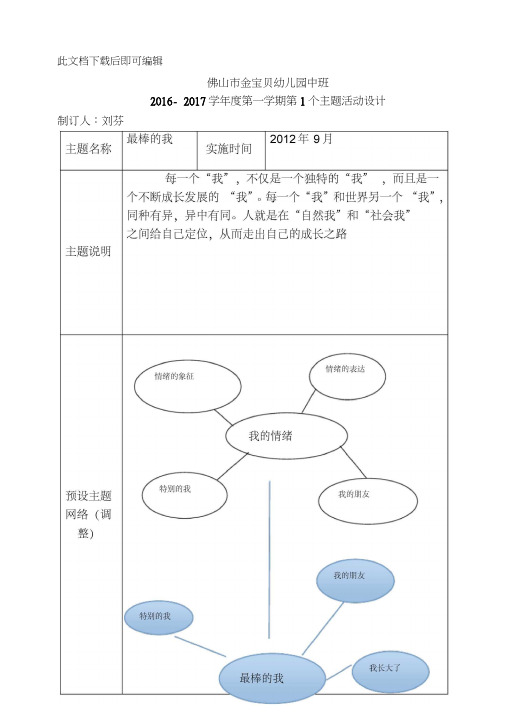 中二班“最棒的我”第一个主题月计划(完整资料).doc