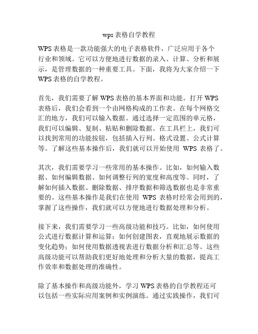 wps表格自学教程