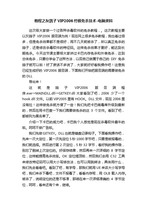 教程之灰鸽子VIP2006终极免杀技术-电脑资料