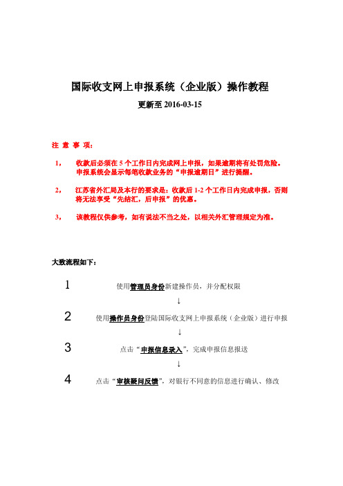 国际收支网上申报(企业版)操作流程