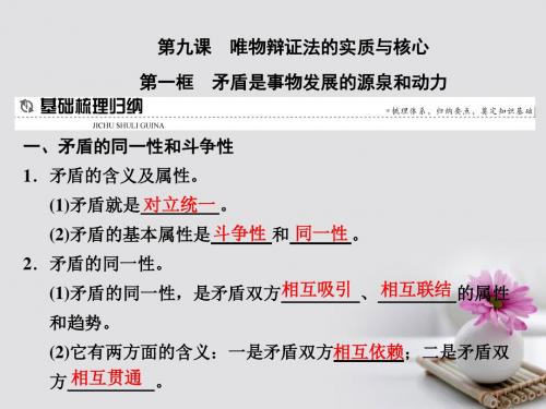 高中政治第九课唯物辩证法的实质与核心第一框矛盾是事物发展的源泉和动力课件新人教版必修4