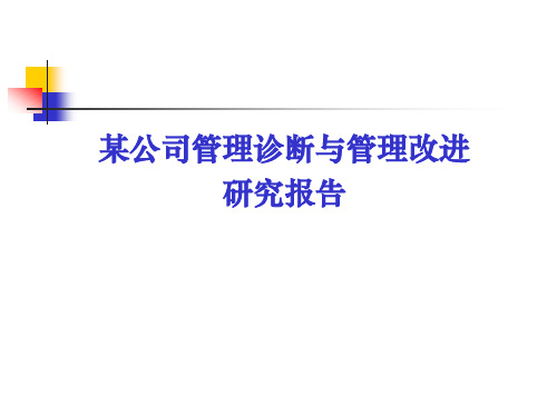 某公司管理诊断及管理改进研究报告