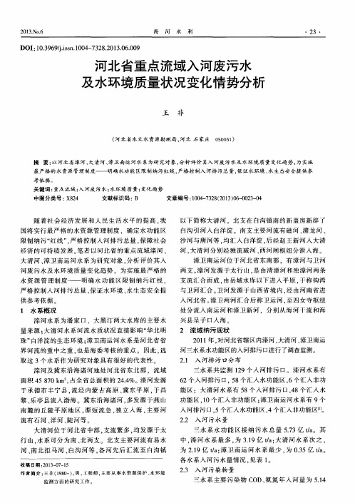 河北省重点流域入河废污水及水环境质量状况变化情势分析