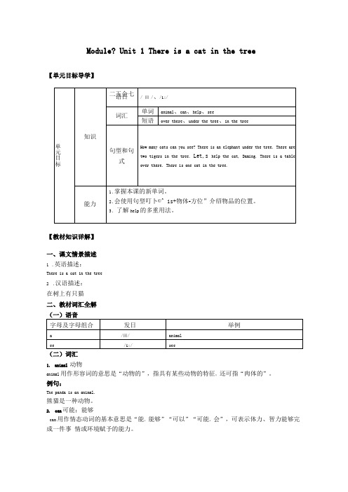 小学英语精讲精析Thereisacatinthetree