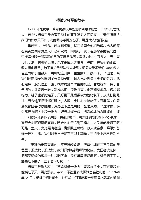 杨靖宇将军的故事