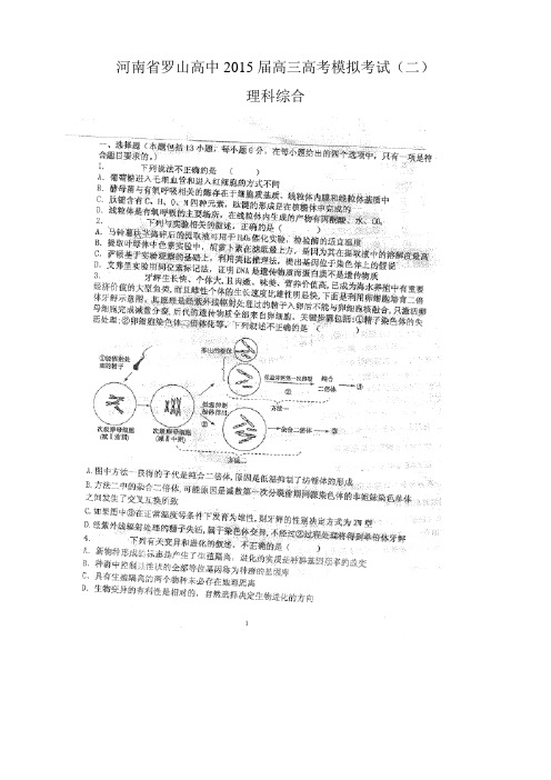 河南省罗山县高级中学高三高考模拟(二)——理综理综