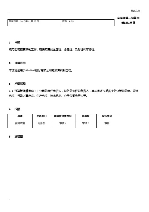 2018企业全面预算管理编制、审批及流程图全套