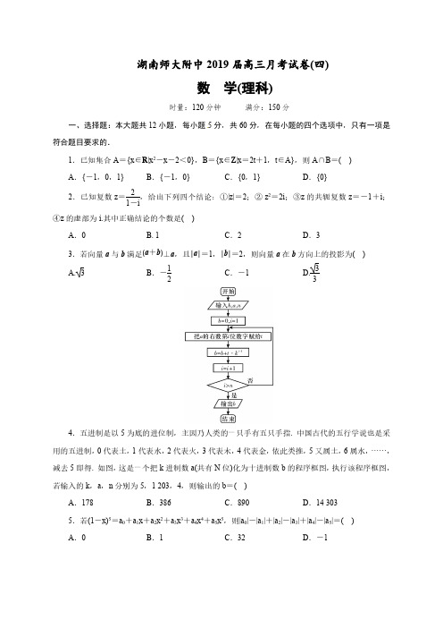 湖南师大附中2019届高三上学期月考(四)数学(理)试题(含解析)